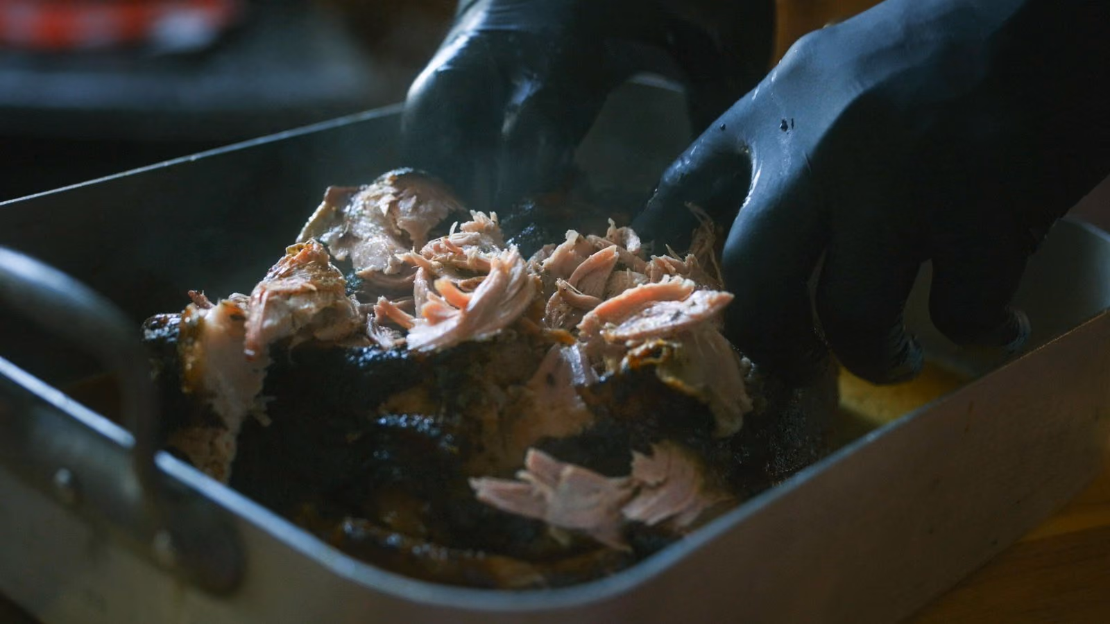 Plat de pulled pork effiloché, vue large